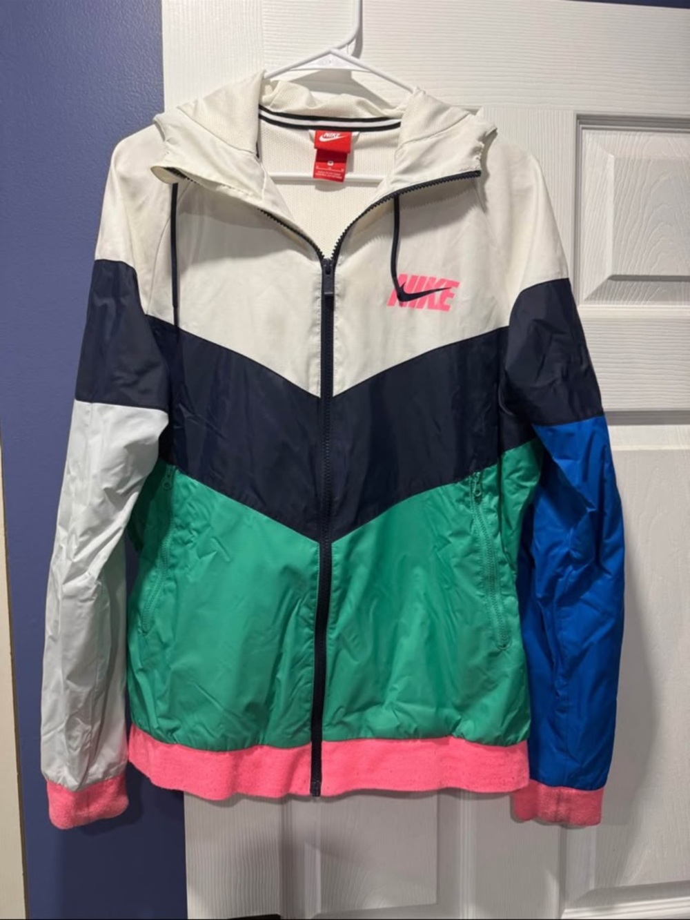 Nike Windrunner Colorblock Jacket - White/Teal/Blue/Pink/Black
